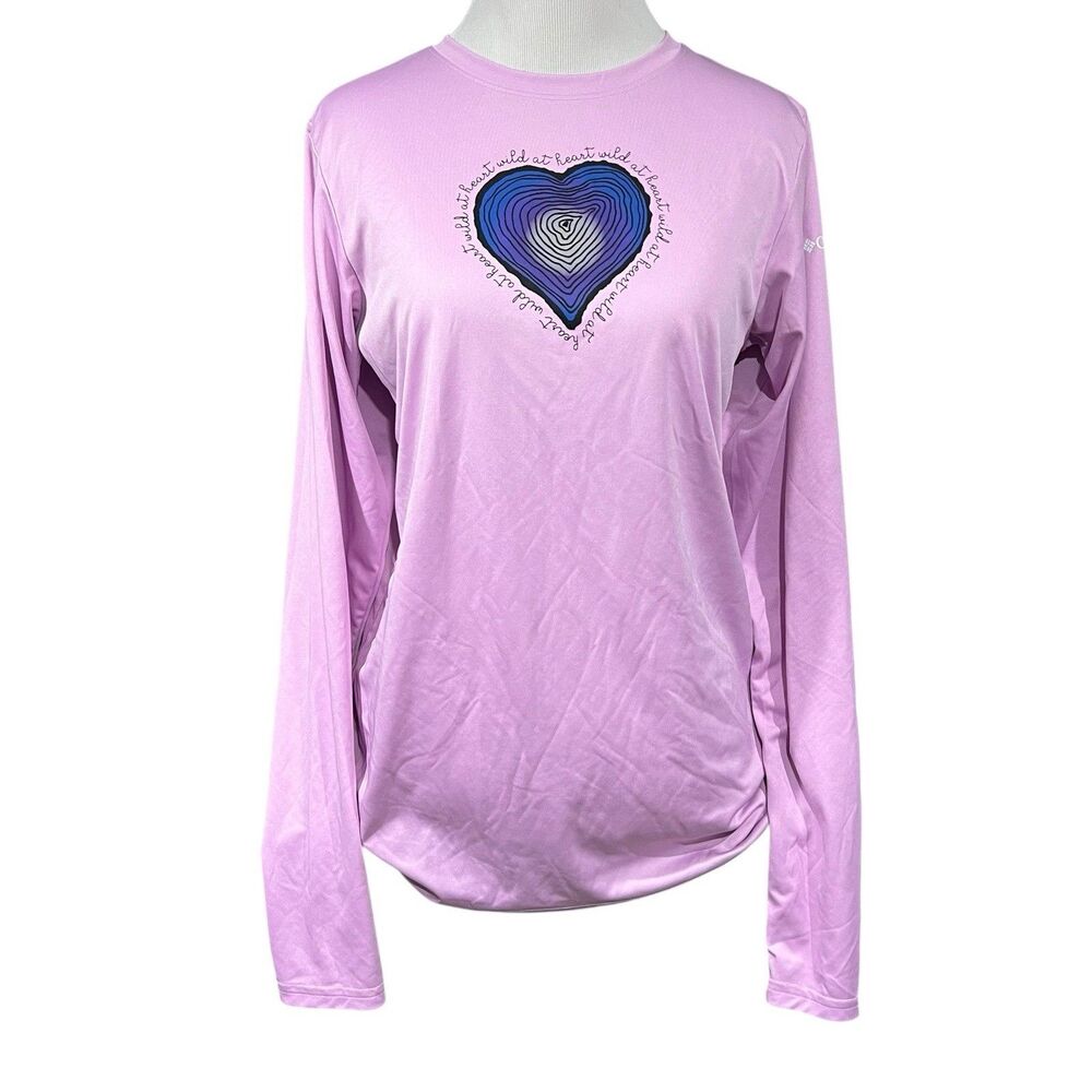 Columbia Womens XL Lightweight Long Sleeve Athletic Shirt Pink Lavender Graphic